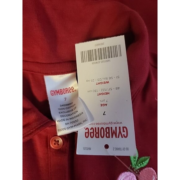 2006 Gymboree Cherry Pie Shirt sz 7 NWT Polo Red Ruffled Sleeves Embroidered - Picture 7 of 9